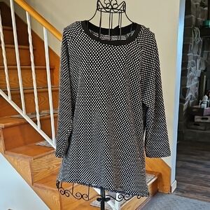 👚Ashley Blue Black & White Polka Dot Long Sleeve Tunic